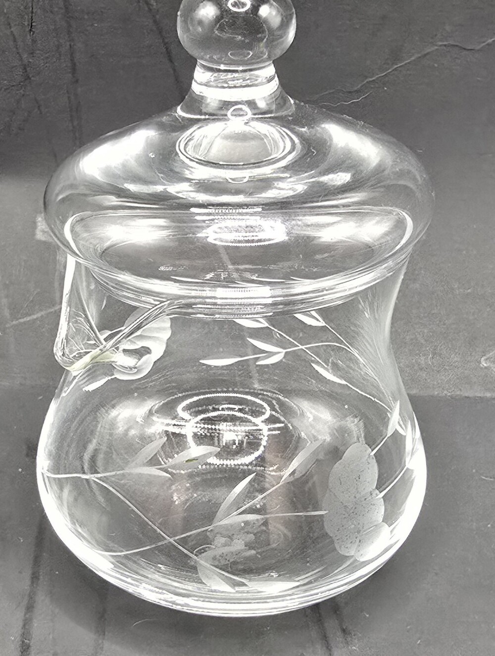 Vintage Princess House Condiment Jar with Lid Heritage Collection Etched Glass